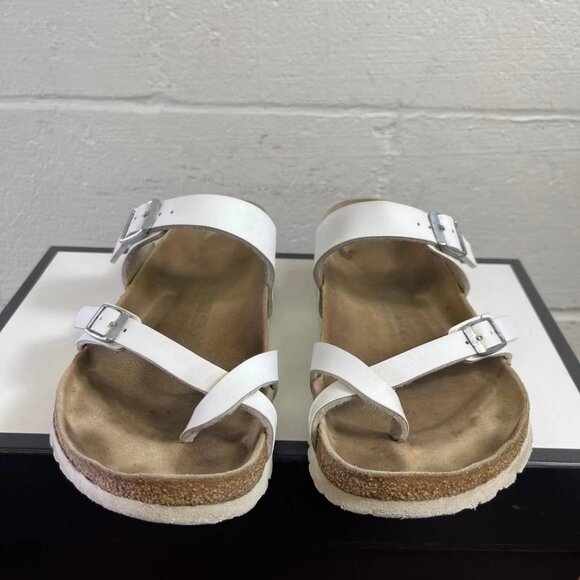 Birkenstock Mayari White Leather Toe Loop Sandal Slide Women's 41 EU/10 US - Picture 1 of 12